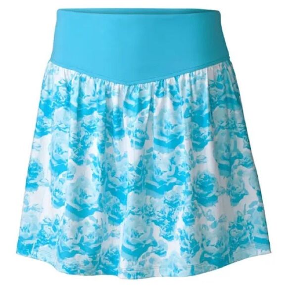 Annika Cutter And Buck Tennis Skort DryTec 50+ Floral Blue/White Size L - Picture 1 of 6